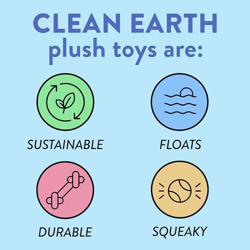 Spunky pup Clean Earth Plush Dog Toy with Squeaker - Recycled, Eco-Friendly, Floats for Beach, Lake, Pool - Chameleon
