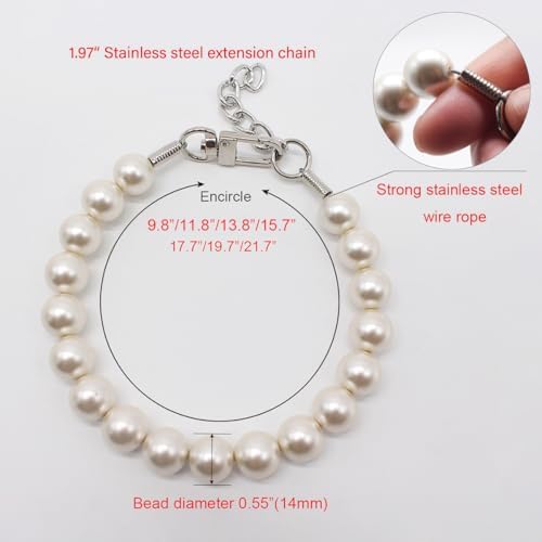0.55 inch Big Pearl Dog Collar,Fashion Necklace Suit for Medium Large Dog