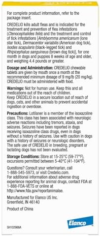 Credelio (lotilaner) Tick & Flea Treatment for Dogs 4.4-6 lbs., 3ct