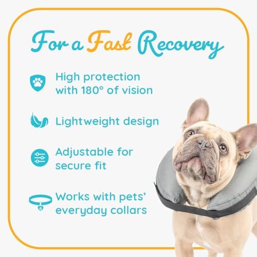 ZenPet Recovery Inflatable Collar for Dogs & Cats – Soft, Comfortable, Safe & Stress-Free Healing Alternative E-Collar After Surgery, Adjustable Donut Design, Secure Fit (X-Small)