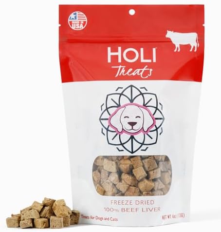 HOLI Freeze Dried Beef Liver Dog Treats – Single Ingredient Beef Dog Treats – Pasture Raised Liver Dog Treats Made in USA – Healthy Liver Treats for Dogs & Diabetic Dog Treat-Friendly - 8oz