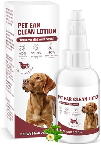 Gentle Dog Ear Cleaner – Natural Ear Rinse for Dogs & Cats, Routine Ear Wash for Wax Build-Up, Dirt & Odor, with Dropper (2.02 fl oz)