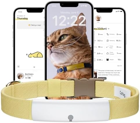 Health Tracker for Cats - Smart Cat Collar with Safety Breakaway Buckle for Indoor Cats, Wellness Alerts, Real-time Monitoring (White×Jasmine,S)