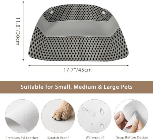 Dog Feeding Mats Grey Metal Hole Dog Bowl Mat Waterproof PU Leather Cat Food Mat Copper Industrial Steel Net Eye Pet Food Mats for Dogs Cats Water Dispenser Placemat Floor Protector Pet Supplies