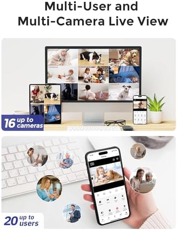 Hugolog 3K 5MP Indoor Pan/Tilt Security Camera with Auto-Focus(2pcs),Ideal for Baby Monitor/Pet Camera/Home Security,Starlight Color Night Vision,Human/Pet AI,Noise Reduction,US Cloud,Works with Alexa