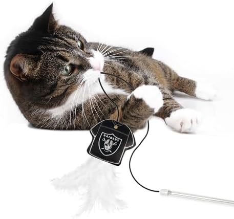 Pets First NFL LAS Vegas Raiders Team Jersey Wand with CAT NIP, Cat Toy Jersey Shaped Plush Teaser Toy for Cats & Kittens - Interactive Pet Toy for Play & Exercise
