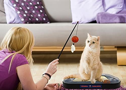 NCAA VIRIGNIA Cavaliers Basketball Court Felt Scratcher Toy & Interactive Cat Ball Bell - 6-in-1 Cat Wand, Plush Basketball, Catnip-Filled