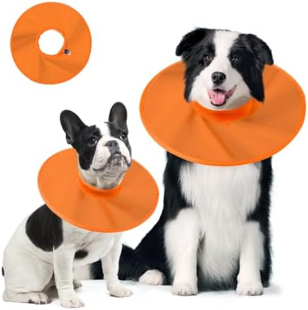 Dog Recovery Collar,Dog Soft Cone Collar Alternative After Surgery,Adjustable,Breathable E Collar for Large/Medium/Small Dogs Cats,Orange L