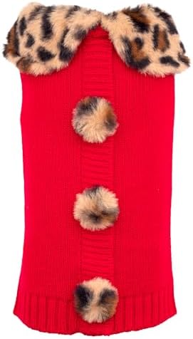 THE WORTHY DOG Sleeveless Pullover Pet Sweater,for Medium Dogs, Leopard