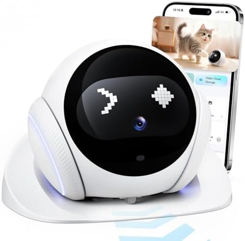 SURPN Pet Camera Robot Companion Monitor – Movable Home Security Cam with 1080P Video, 2.4GHz WiFi, Motion Tracking, Laser Toy, Two-Way Talk – App Control for Dogs & Cats