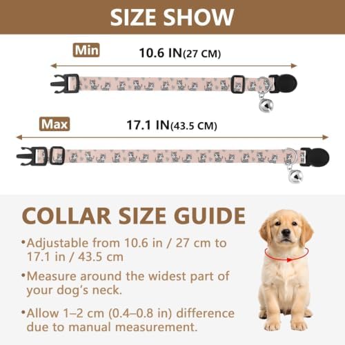 Cute Black White Leopard Kittens Collar for Kitten, 2 Pack Dog Collar with Bell
