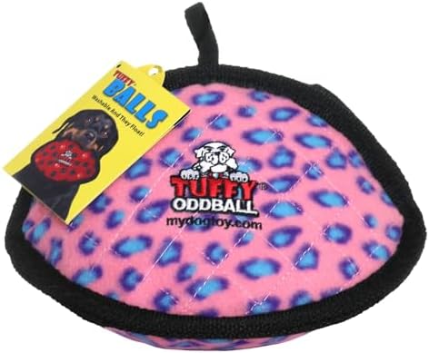 TUFFY - World's Tuffest Soft Dog Toy-Ultimate Odd Ball Pink Leopard-Multiple Layers. Made Durable, Strong & Tough. Interactive Play (Tug, Toss & Fetch). Machine Washable & Floats