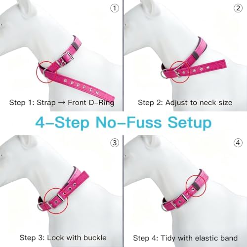 Reflective Dog Collar for Large Dogs Wide Padding 6 Holes Adjusta