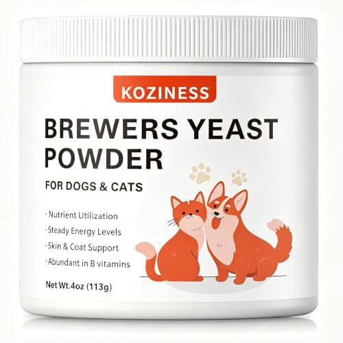 Brewers Yeast Powder for Dogs & Cats – with B Vitamins, Amino Acids & Natural Enzymes for Skin, Coat, Appetite & Digestive Support – Pet Supplement for All Breeds, 4 oz