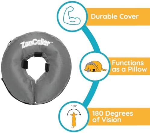 ZenPet Recovery Inflatable Collar for Dogs & Cats – Soft, Comfortable, Safe & Stress-Free Healing Alternative E-Collar After Surgery, Adjustable Donut Design, Secure Fit (XLarge)