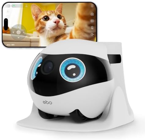 Enabot EBO SE 2 Mobile Pet Camera: 2K Home Robot Companion (Blue Eyes)
