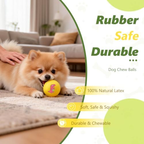 Small Squeaky Balls, [4 Pack] Soft Latex Squeaky Dog Ball Toys, Funny Dinosaur Interactive Dog Balls, Puppy Teething Chew Toys for Mini & Small Dogs (2"-Set A)