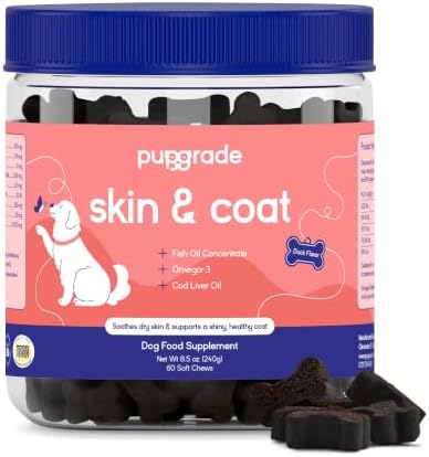 PupGrade Skin & Coat Supplement for Dogs, Duck Flavor – 60 Soft Chews