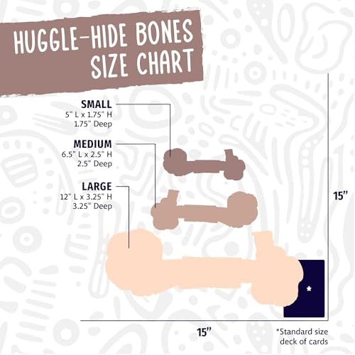 HuggleHounds Huggle-Hide Knotted Bone - Leather Dog Toys for Aggressive Chewers, Interactive Leather Toy for Small or Large Dog Breeds, Tough & Durable Chew Toy - Leather Bone, Medium