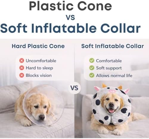Soft Inflatable Dog Recovery Collar - Cone Alternative After Surgery - Green - Small (Fits Neck 5-7 in)