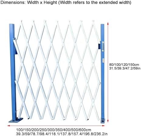 Industrial Folding Security Gate Retractable Scissor Barricade for Schools & Warehouses Mobile Accordion Door with Casters 150x350cm (59.1x137.8in)