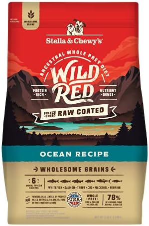 Stella & Chewy's Wild Red Dry Dog Food Raw Coated High Protein Wholesome Grains Ocean Recipe, 3.5 lb. Bag