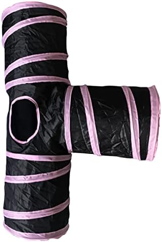 Cat Tunnels, Pet Ferret Rabbit Bunny Tunnels Tubes Subway Habitats, T-Style, DIY Cat Peekaboo Maze House Tent Bed, Kitten Interactive Toy (T Type 3 Way (Straight))