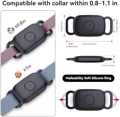 DDJ Dog Collar Holder for Tile Life360 Pro 2024 Tracker Case, 2-Pack | Waterproof Silicone Cover, Full-Body Protective Case, Ultra Durable, Scratch Resistant, ,Black,Blue