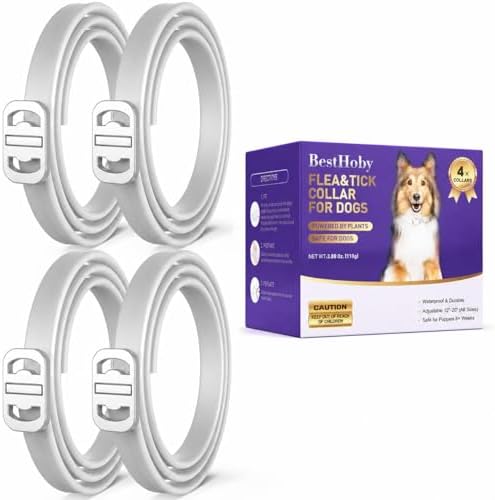 Flea and Tick Collar for Dogs 4 Packs,Dog Collars with Natural Essential Oils,Waterproof, Adjustable for Small Medium Large Dogs,Safe for Puppies