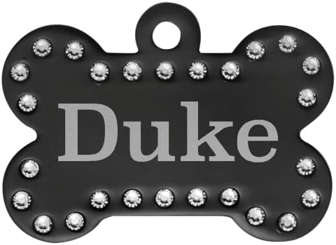Signature Custom Laser Engraved Anodized Aluminum Pet ID Tags (Pink, Crystal Bone 1 1/2" x 1")