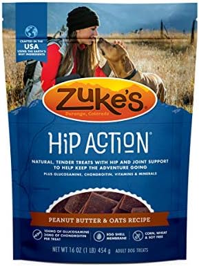 Zuke’s Hip Action, Hip And Joint Support, Soft And Chewy Natural Dog Treats , Peanut Butter And Oats Recipe - 16.0 OZ Bag