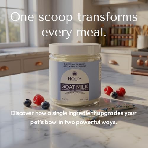 HOLI Goat Milk Powder - Dog Milk Replacer for Puppies, Adults, and Seniors. Whole Goat Milk Rich in MCTs for Activity Support and Muscle Recovery - Supports Digestion and Immune Health, 7.5 Ounce