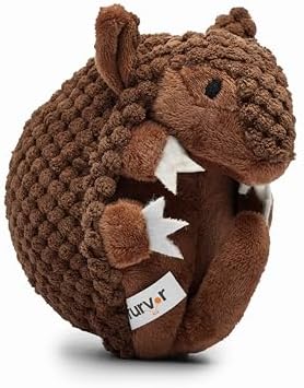 Flourish Pets 3 in 1 Multi-Layer Chew Toy for Active Dogs | Non-Toxic BPA Free Double Stitched Soft Fabric Exterior Dog Toys | Long-Lasting Dog Plush Toys – Small Armadillo 5.5"