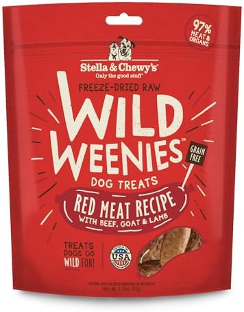 Stella & Chewy's Freeze-Dried Raw Wild Weenies Dog Treats - High-Protein Training Treats for Dogs & Puppies - All-Natural Red Meat Recipe with 97% Meat & Organs - USA Made - 3.25 oz Bag
