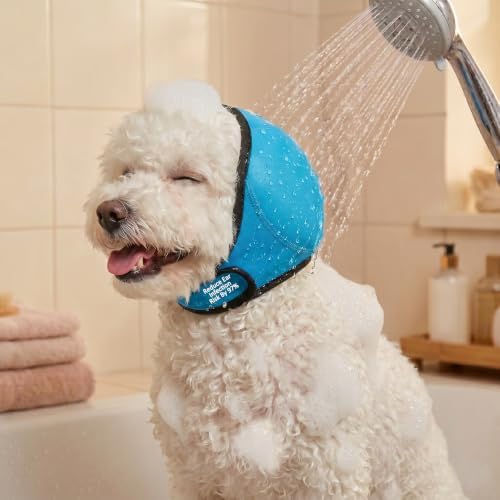 Dog Ear Covers for Bath: Waterproof Ear Wraps Keep Water Out During Bath Time - Reduce Ear Infection Risk By 97% - Anti-Slip Fit for Small Breeds Dachshund/Westie/Shiba Inu