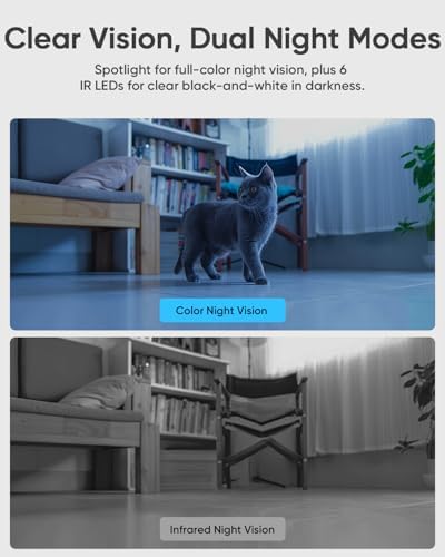 blurams 2K Dual-Lens Indoor Camera, 360° PTZ Pet Camera with Phone App, Split-Screen View, Free Human/Sound Detection, Dual-Band WiFi 6, Compatible with Alexa