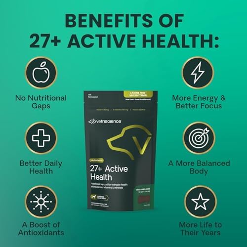 VetriScience 27+ Active Health Chews for Dogs, Veggie, 30 Count