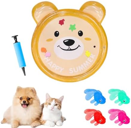 2026 Upgraded Cat Water Mat – 5-Layer Anti-Scratch Leak-Proof Sensory Play Mat for Indoor Cats, BPA-Free Cooling Water Pad, Interactive Enrichment Toy (S13, 100*100CM, 4 Fish + Pump Included)