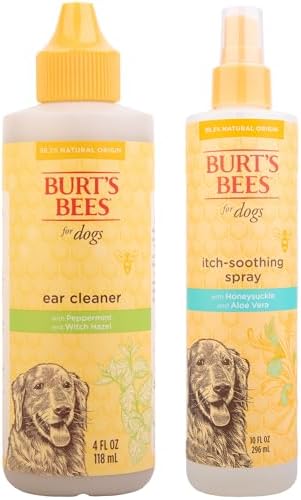 Burt's Bees for Pets Ear Cleaner, 4 Fl Oz and Itch Soothing Spray for Dogs, 10 Fl Oz