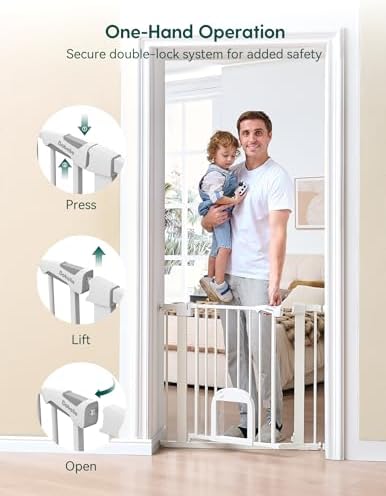 Babelio Extra Wide Baby Gate with Cat Door, CatPrivilege III, 29-55"