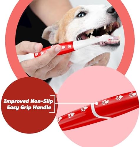 Pet Toothbrush for Dogs, Cats with Soft Bristles - Easy Teeth Cleaning & Dental Care, Non Slip Dual Head Dog Toothbrush for Medium & Large Pets, Toothpaste Not Included, Pack of 4 Multi