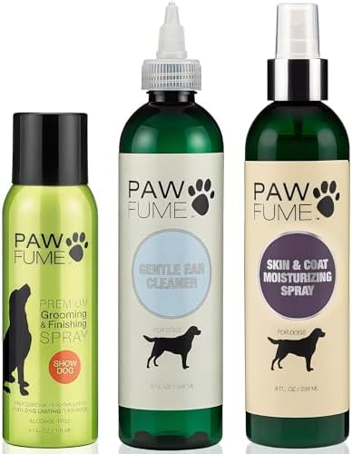 Paw Fume Grooming Dog Spray (Show Dog) + Ear Cleaner for Dogs + Moisturizing Dog Spray Lotion