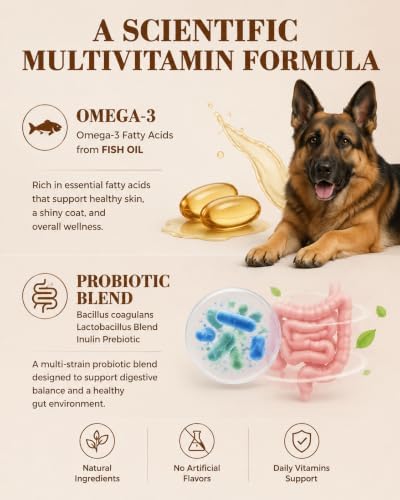 Dog Multivitamin Soft Chews: 5-in-1 Formula with CoQ10, Omega-3 and Lutein
