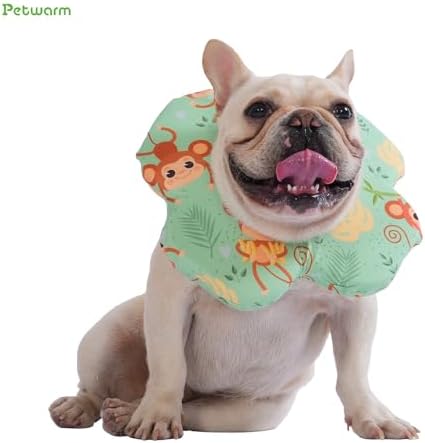 PetWarm Recovery Collar, Dog Recovery Collar, Green Monkey Print, L