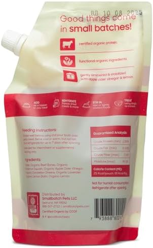smallbatch Organic Grass-Fed Beef Bone Broth for Dogs, 16 oz