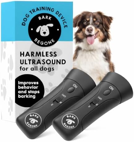 Ultrasonic Dog Bark Deterrent & Behavior Corrector - Stop Barking, Jumping, Aggression Without Yelling -Just Point & Press! Backed by Kevin Harrington from Shark Tank (Black 9V (2 Pack))