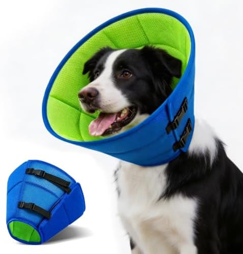 Soft Dog Cone Collar After Surgery, Adjustable Recovery Cone to Stop Licking, Breathable Mesh Elizabethan Collar for Small Medium Large Dogs (L(Neck Girth:15"-17.3"))