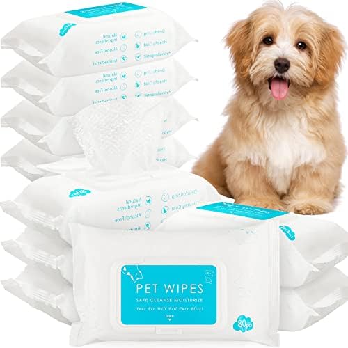 Treela 10 Pack Dog Pet Wipes, 80 Count Paws Body, Unscented