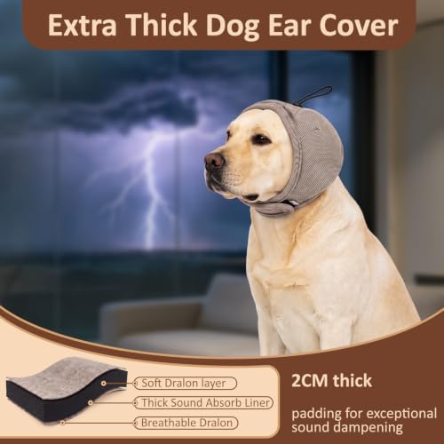 Thick Padded Noise-Reducing Dog Ear Muffs, Anti-Anxiety Calming Ear Hoodie
