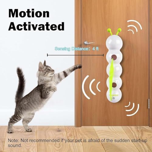 Caterpillar Cat Toy,Interactive Smart Cat Toy, Rechargeable Motion Activated Cats Toys, Bite Resistant, Automatic Kitten Toys for Bored Cats for All Ages Indoor Cat (with 4 Yellow Tails)